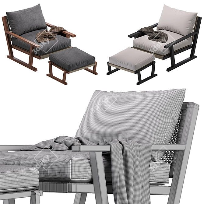 Bari Outdoor Lounge Chair: Stylish Comfort for Your Outdoor Space 3D model image 5
