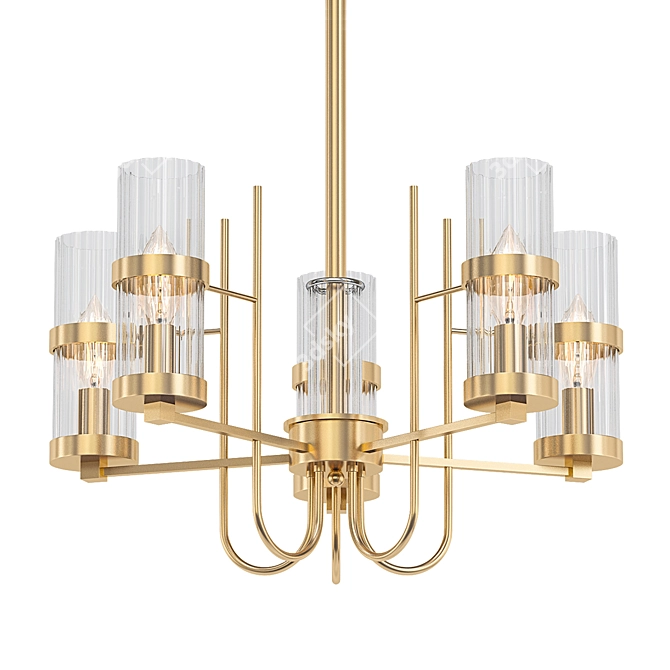 Elegant Antique Bronze Glass Chandelier 3D model image 1