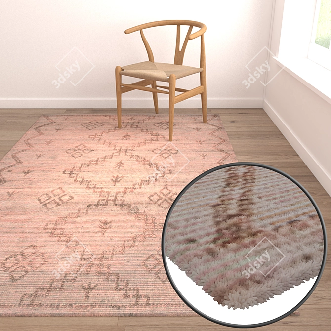 Set of 3 High-Quality Carpets  Versatile Textures 3D model image 5