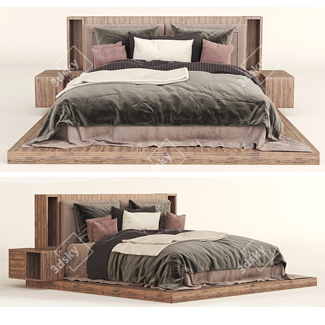 RH Wooden Platform Bed 3D model image 1