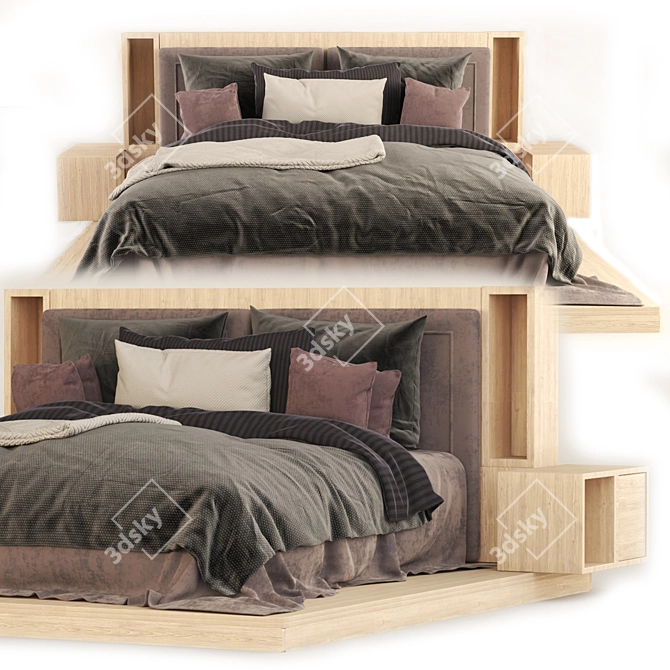 RH Wooden Platform Bed 3D model image 2