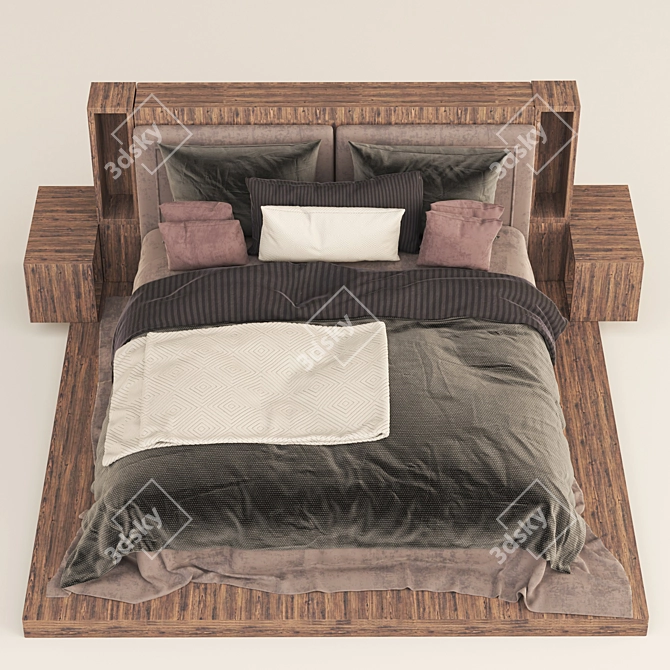 RH Wooden Platform Bed 3D model image 5