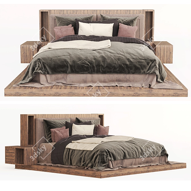 RH Wooden Platform Bed 3D model image 6