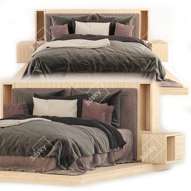 RH Wooden Platform Bed 3D model image 9