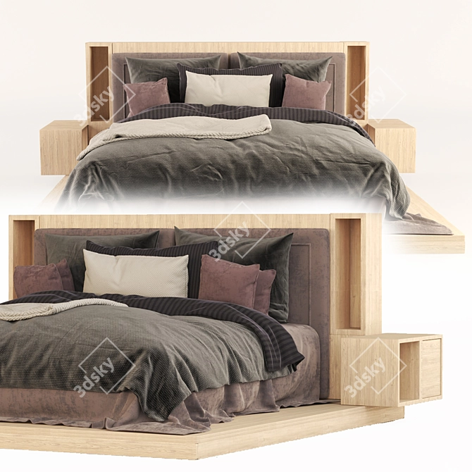 RH Wooden Platform Bed 3D model image 10