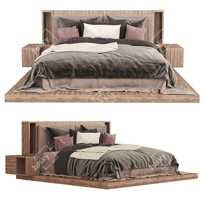 RH Wooden Platform Bed 3D model image 14