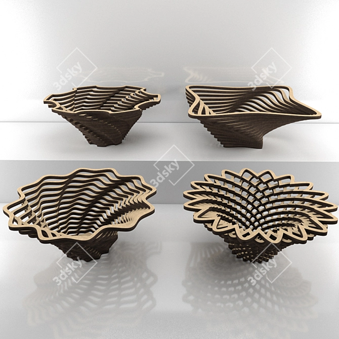 EcoCraft Wooden Bowls: Artistic and Sustainable 3D model image 2