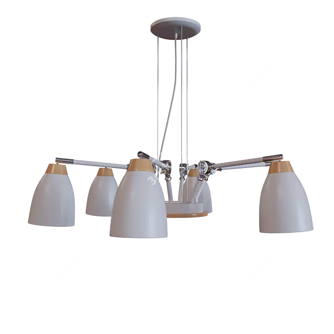 Title: Loft IT White Metal and Wood Pendant Light 3D model image 1