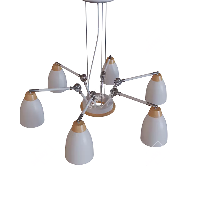 Title: Loft IT White Metal and Wood Pendant Light 3D model image 2