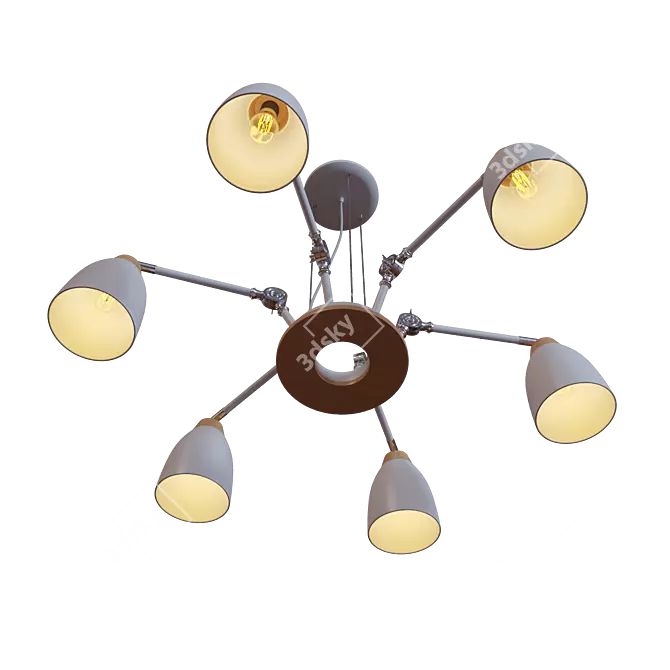 Title: Loft IT White Metal and Wood Pendant Light 3D model image 3