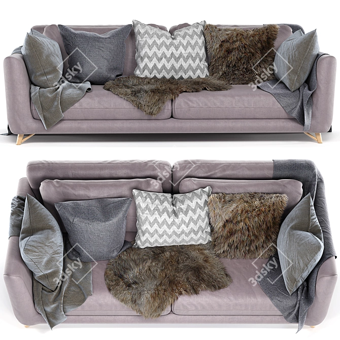 Contemporary Bear-Fur Sofa 3D model image 2