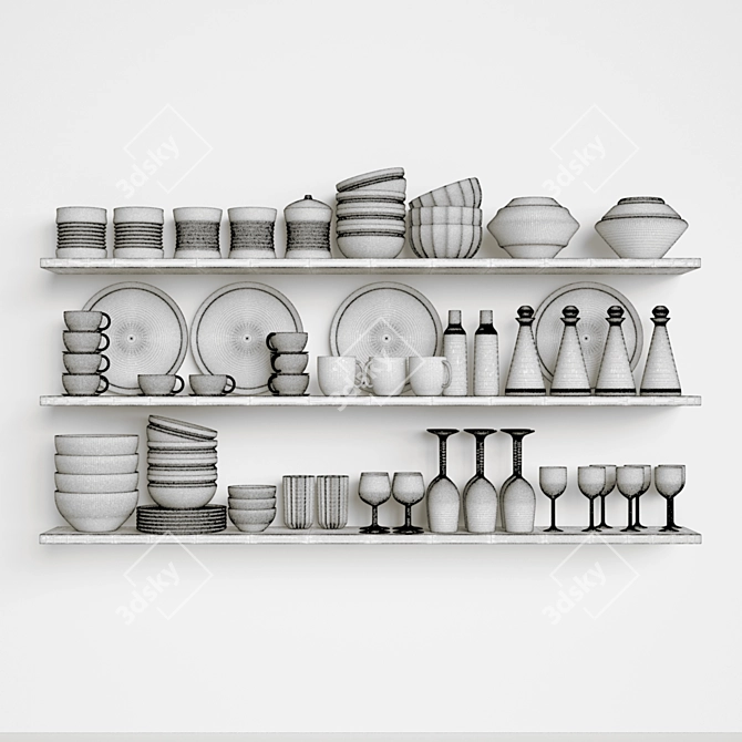 Sleek Kitchen Accessories Set 3D model image 2