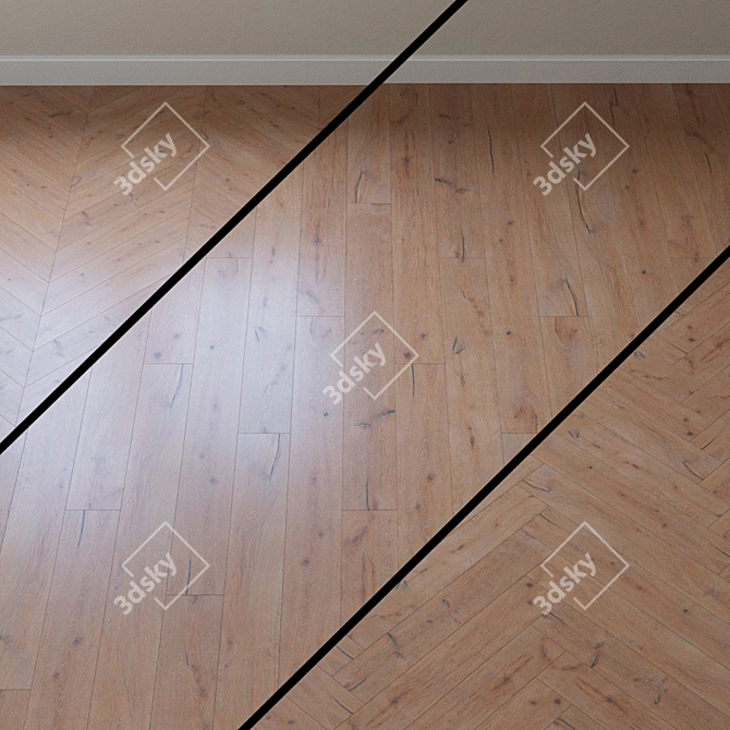 Kinda Oak Chevron Parquet Board 3D model image 1