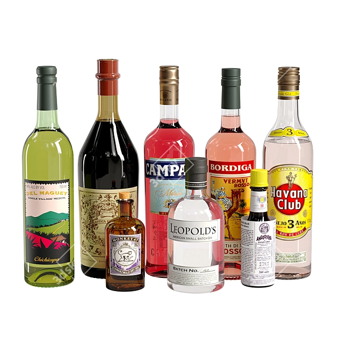 Premium Alcohol Set 3D model image 1