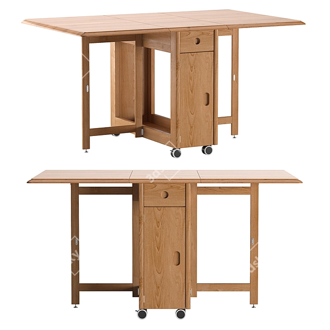 Modern Wooden Folding Dining Table 3D model image 1