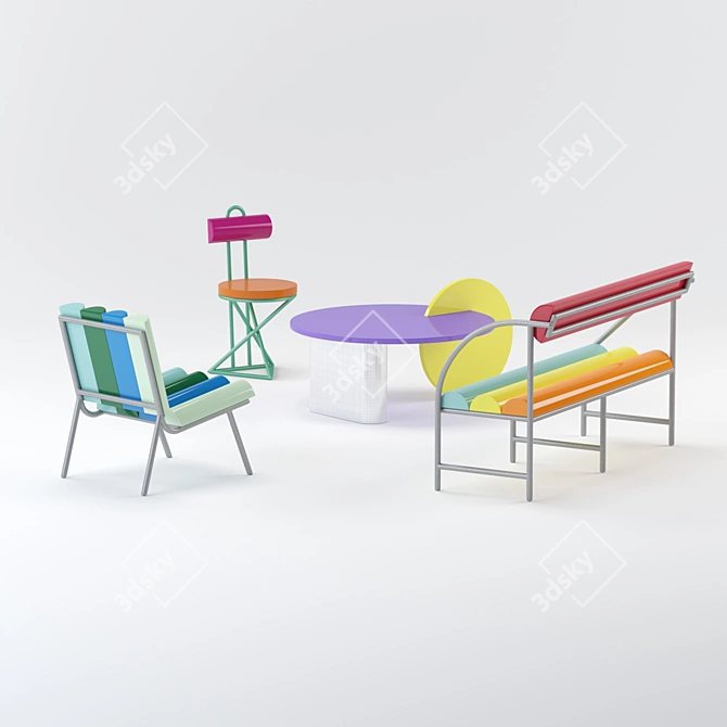 Title: Futuristic GALACTICA Table and Chairs 3D model image 1