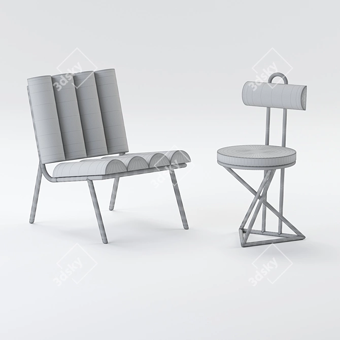 Title: Futuristic GALACTICA Table and Chairs 3D model image 5