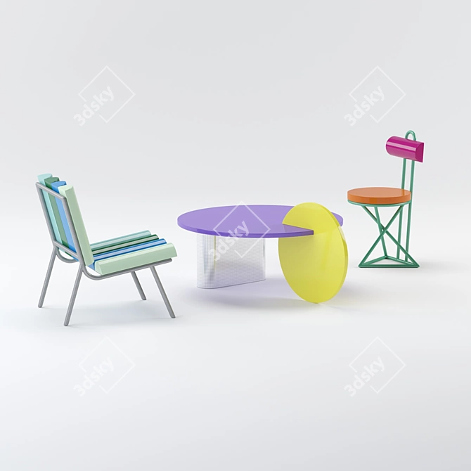 Title: Futuristic GALACTICA Table and Chairs 3D model image 6