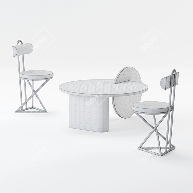 Title: Futuristic GALACTICA Table and Chairs 3D model image 9
