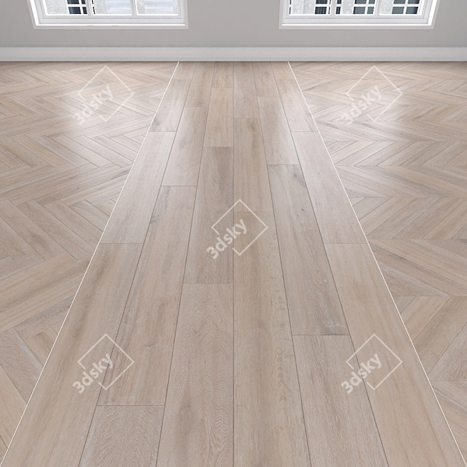 Modern Oak Parquet: Herringbone, Linear, Chevron 3D model image 1