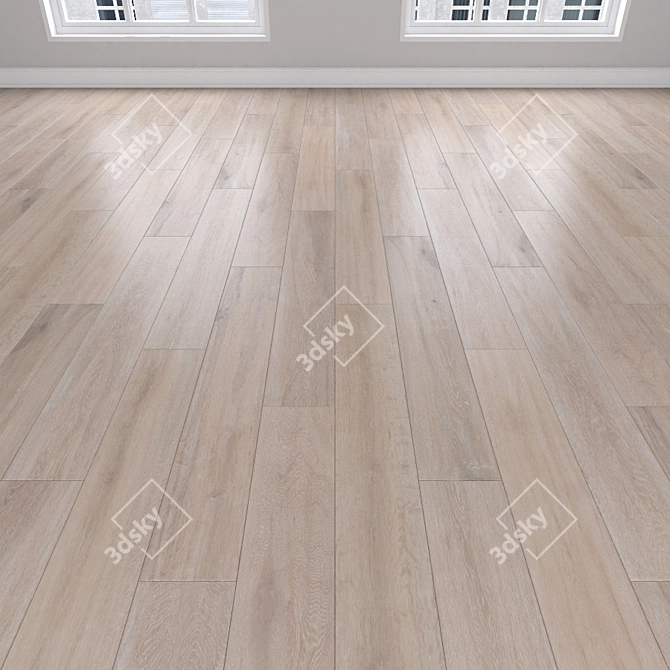 Modern Oak Parquet: Herringbone, Linear, Chevron 3D model image 2