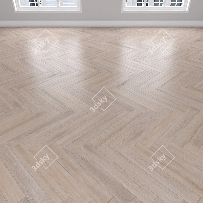 Modern Oak Parquet: Herringbone, Linear, Chevron 3D model image 3