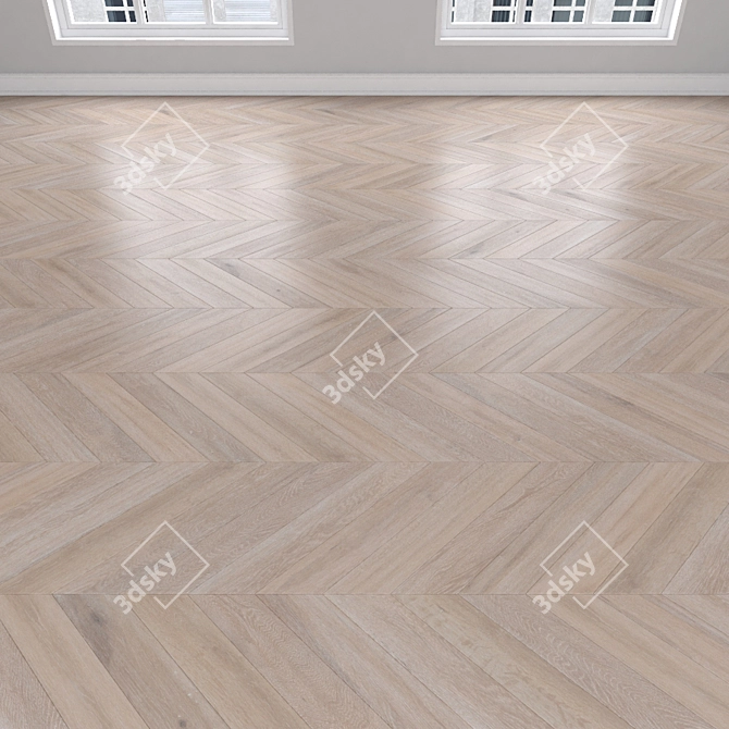 Modern Oak Parquet: Herringbone, Linear, Chevron 3D model image 4