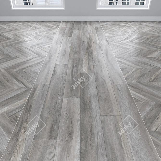 Versatile Oak Parquet Collection: Herringbone, Linear & Chevron 3D model image 1