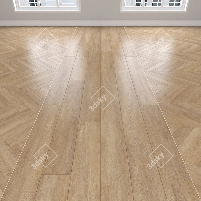 Oak Parquet: Herringbone, Linear & Chevron 3D model image 1