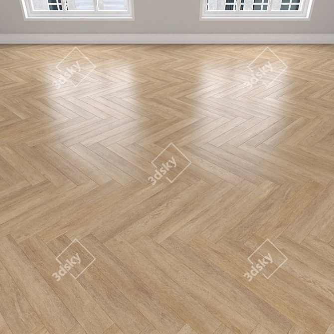 Oak Parquet: Herringbone, Linear & Chevron 3D model image 3