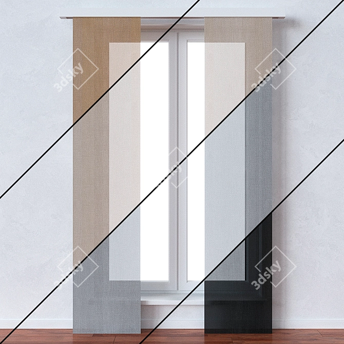 Japanese Curtains: Elegant Variety 3D model image 1