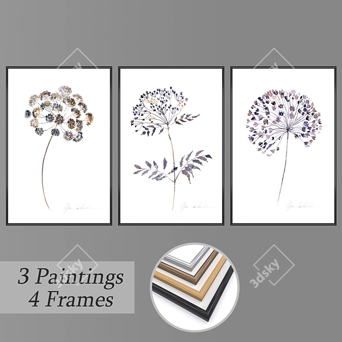 Versatile Set of Wall Paintings 3D model image 1