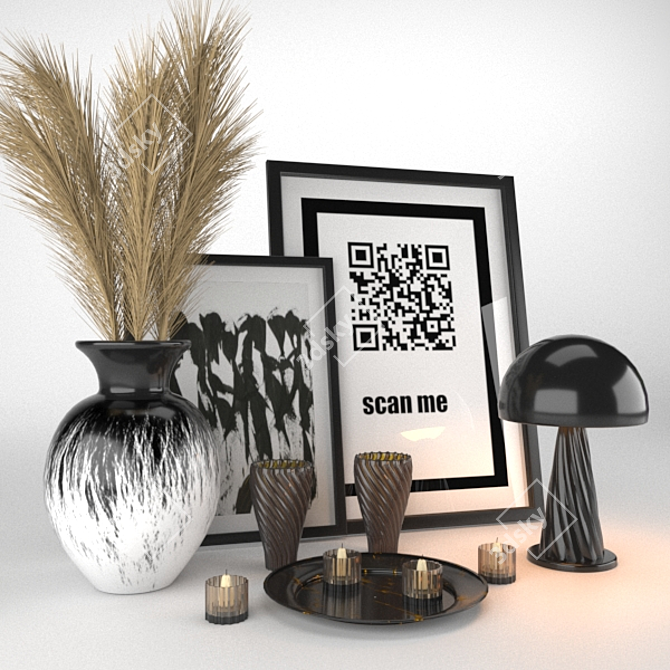 Elegant Wheat Decor Set 3D model image 2