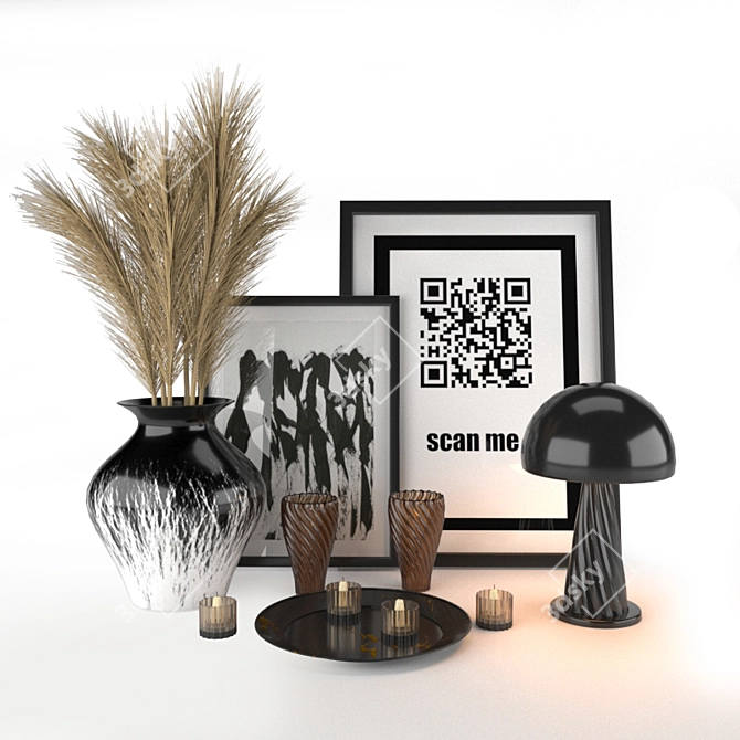 Elegant Wheat Decor Set 3D model image 3