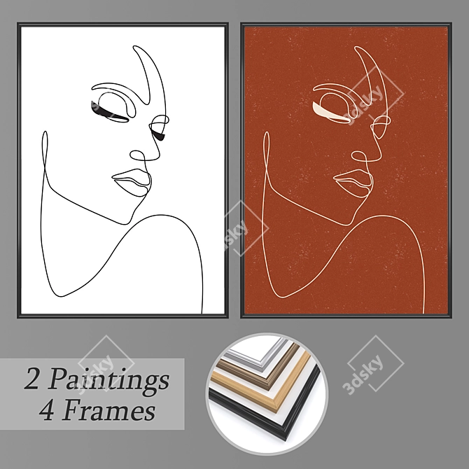 Title: Versatile Wall Art Set 3D model image 1