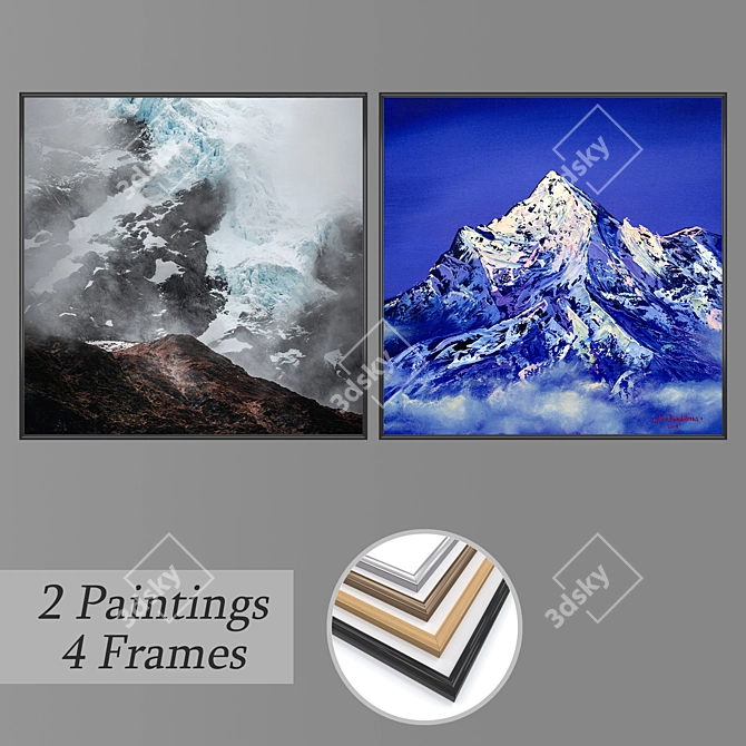 Abstract Art Set with Multiple Frames 3D model image 1