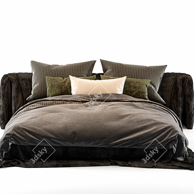 Contemporary Upholstered Bed 3D model image 3