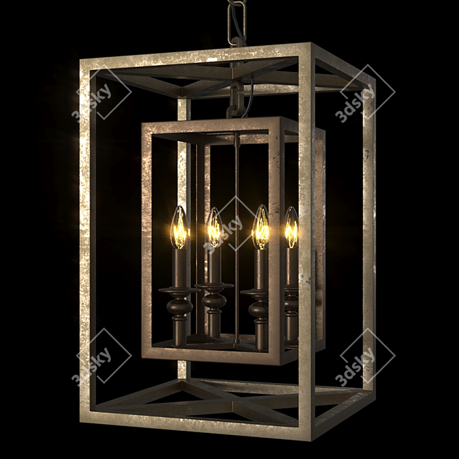 Elegant Four-Light Lantern Pendant 3D model image 1