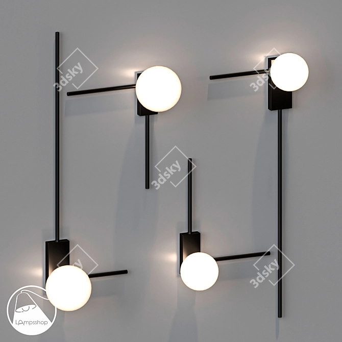 Modern Corner Sconce, Ø12cm 3D model image 1