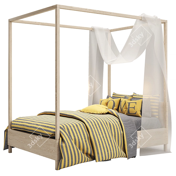 Luxury Callum Platform Canopy Bed 3D model image 1