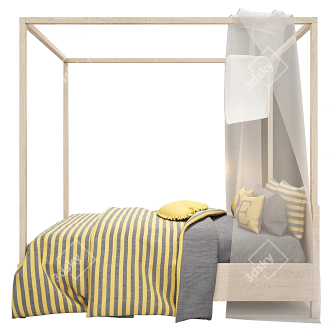 Luxury Callum Platform Canopy Bed 3D model image 3