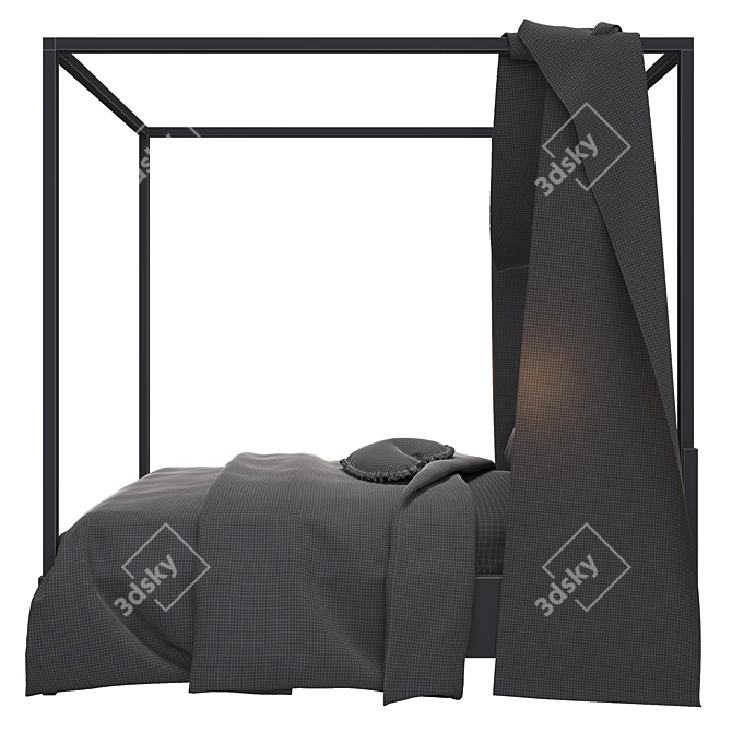 Luxury Callum Platform Canopy Bed 3D model image 5