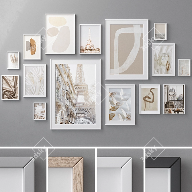 Modern Abstract Paintings Set 3D model image 1