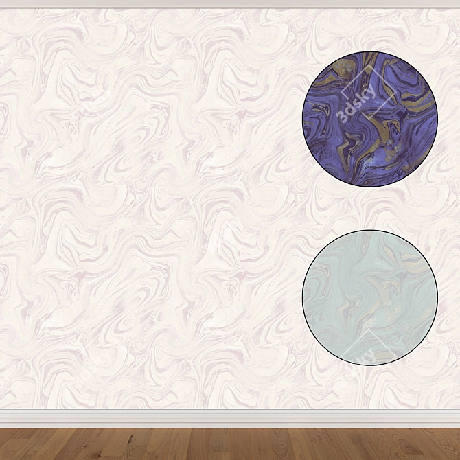 Seamless Wallpaper Set: 3 Colors & Textures 3D model image 1