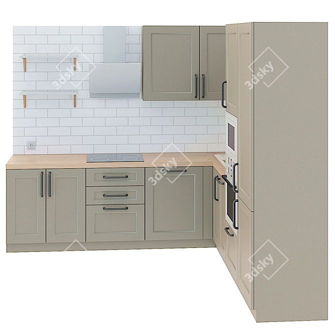 Modern Corner Kitchen Furnishings 3D model image 3