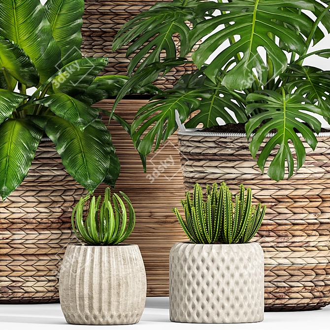 Elegant Greenery Collection: 128-Piece Plant Set 3D model image 4
