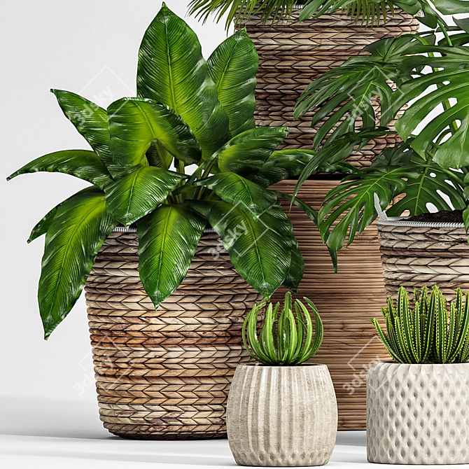 Elegant Greenery Collection: 128-Piece Plant Set 3D model image 5