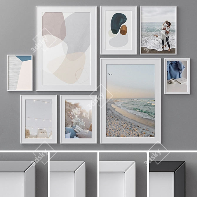 ﻿Abstract Modern Art Photo Frames Set 3D model image 1