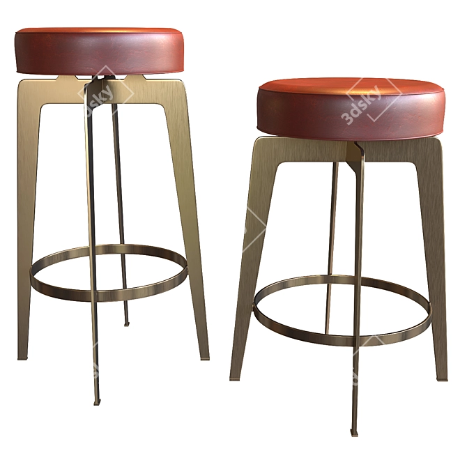 Hayden Brown Round Counter Stool 3D model image 1