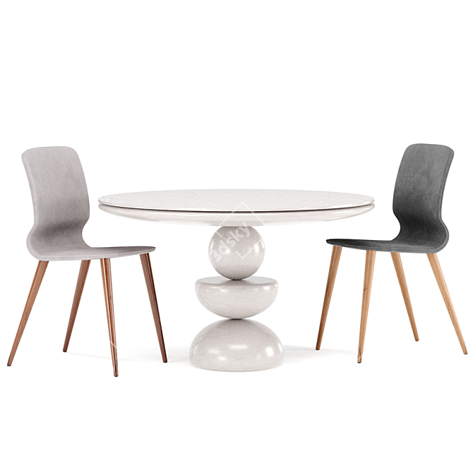 Marble Dining Set: Stylish & Elegant 3D model image 1